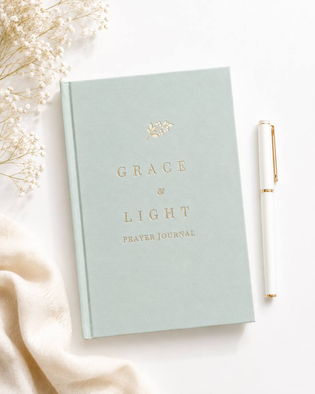Grace & Light Prayer Journal + Pen — 🌿Soft Sage