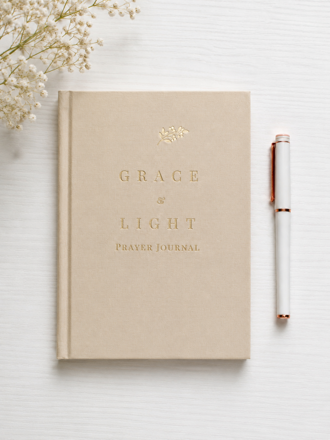 Grace & Light Prayer Journal + Pen — 🕊️ Warm Sand