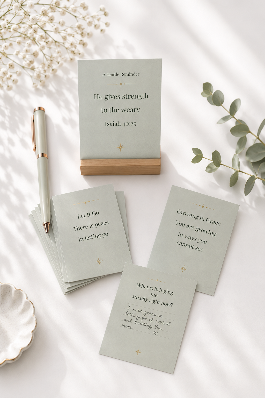 Grace & Light – Quiet Moments Card Set | 🌿 Soft Mint