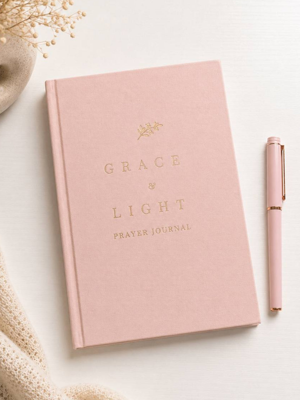 Grace & Light Prayer Journal + Pen — 🌸 Blush Rose