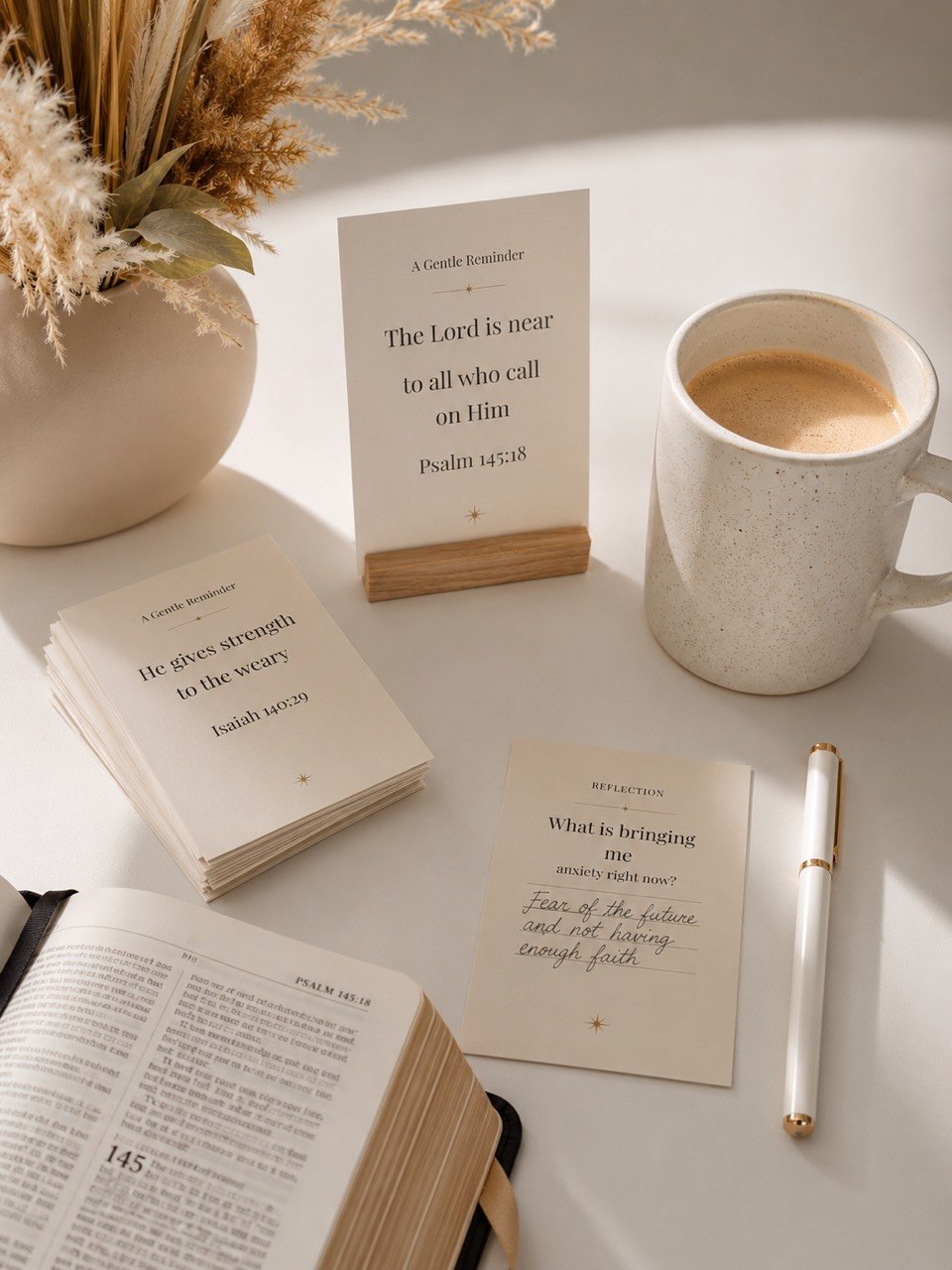 Grace & Light – Quiet Moments Card Set | 🕊️ Warm Sand