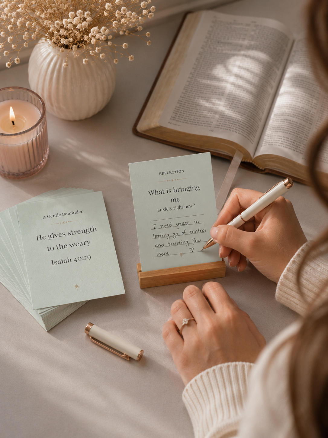 Grace & Light – Quiet Moments Card Set | 🌿 Soft Mint