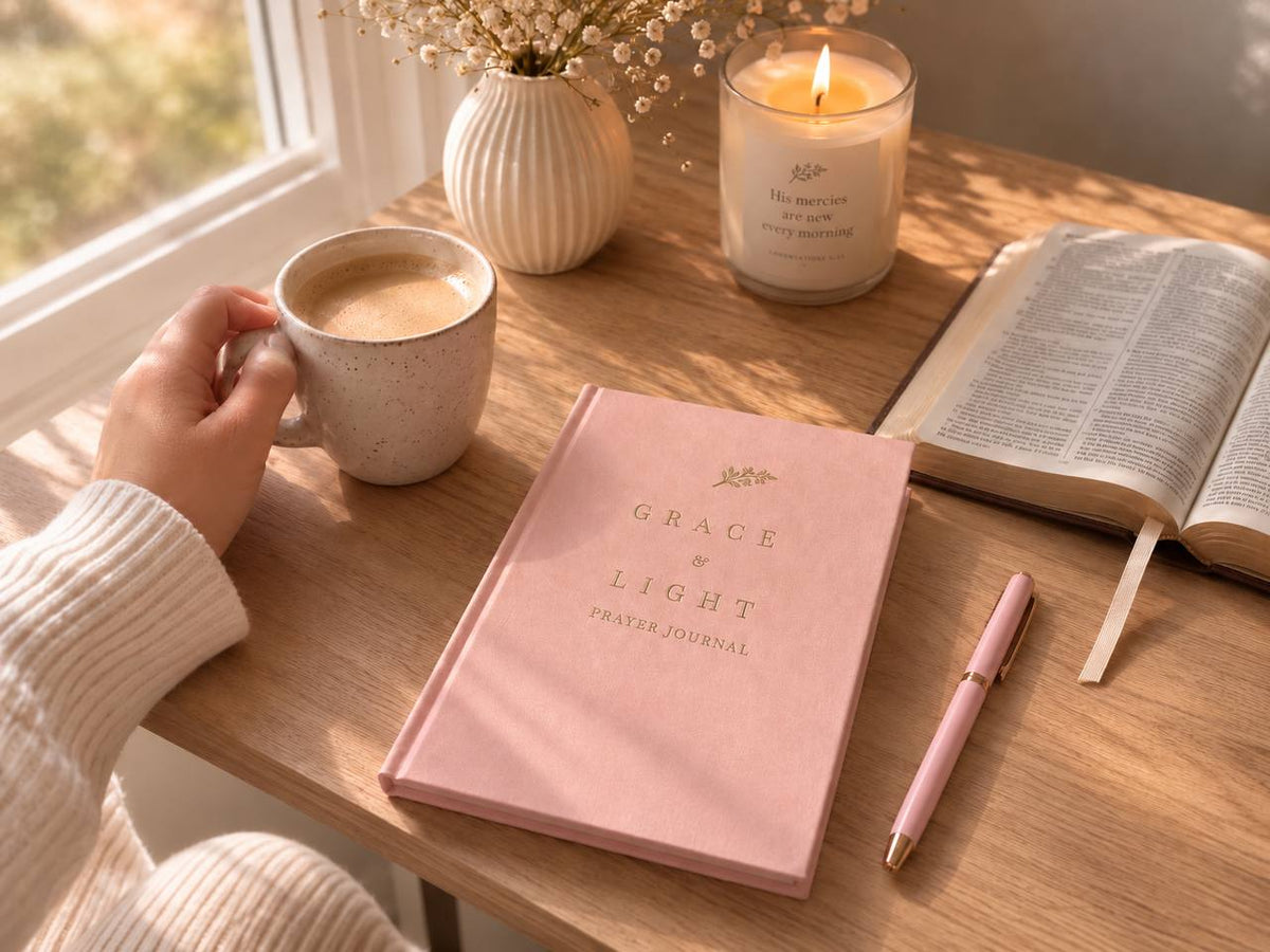 Grace & Light Prayer Journal + Pen — 🌸 Blush Rose