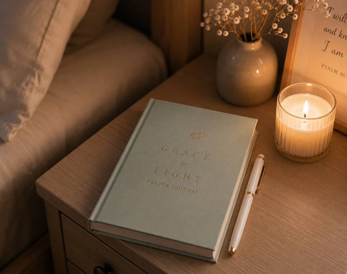 Grace & Light Prayer Journal + Pen — 🌿Soft Sage